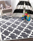 Piccolo Grey and White Lattice Pattern Kids Rug - 2051 895