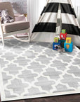 Piccolo Light Grey and White Lattice Pattern Kids Rug - 2051 896