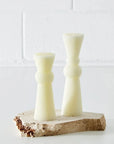 Abstract Ribbed Pillar Candle Small White KAILE