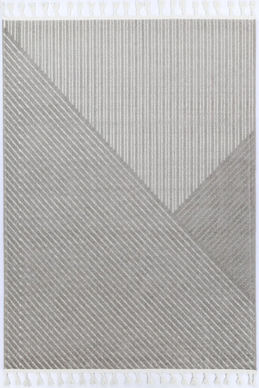 Aegean Cream Grey Geometric Striped Rug BRAVEN