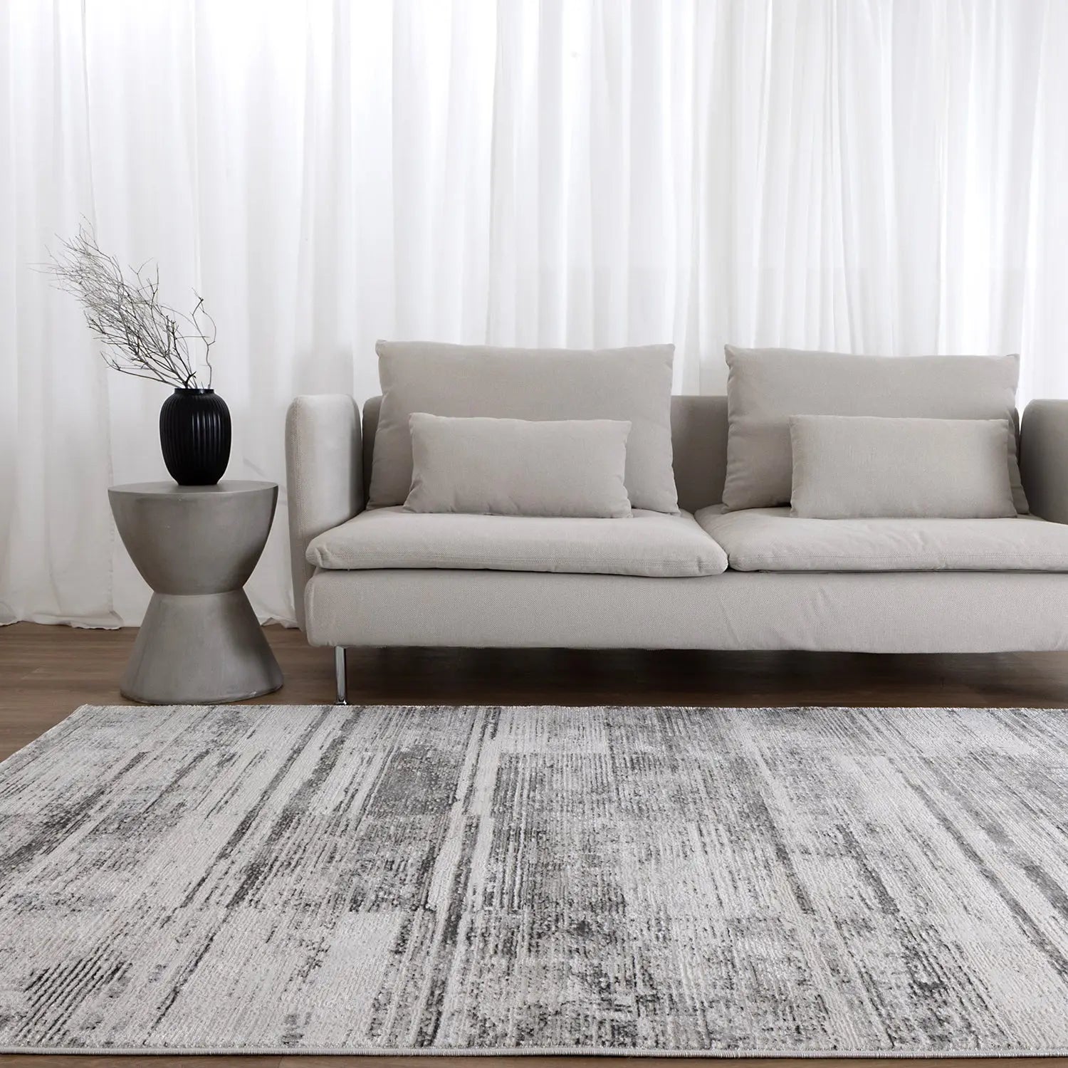 Calvin Klein Grey Black Floor Rug DecoRug