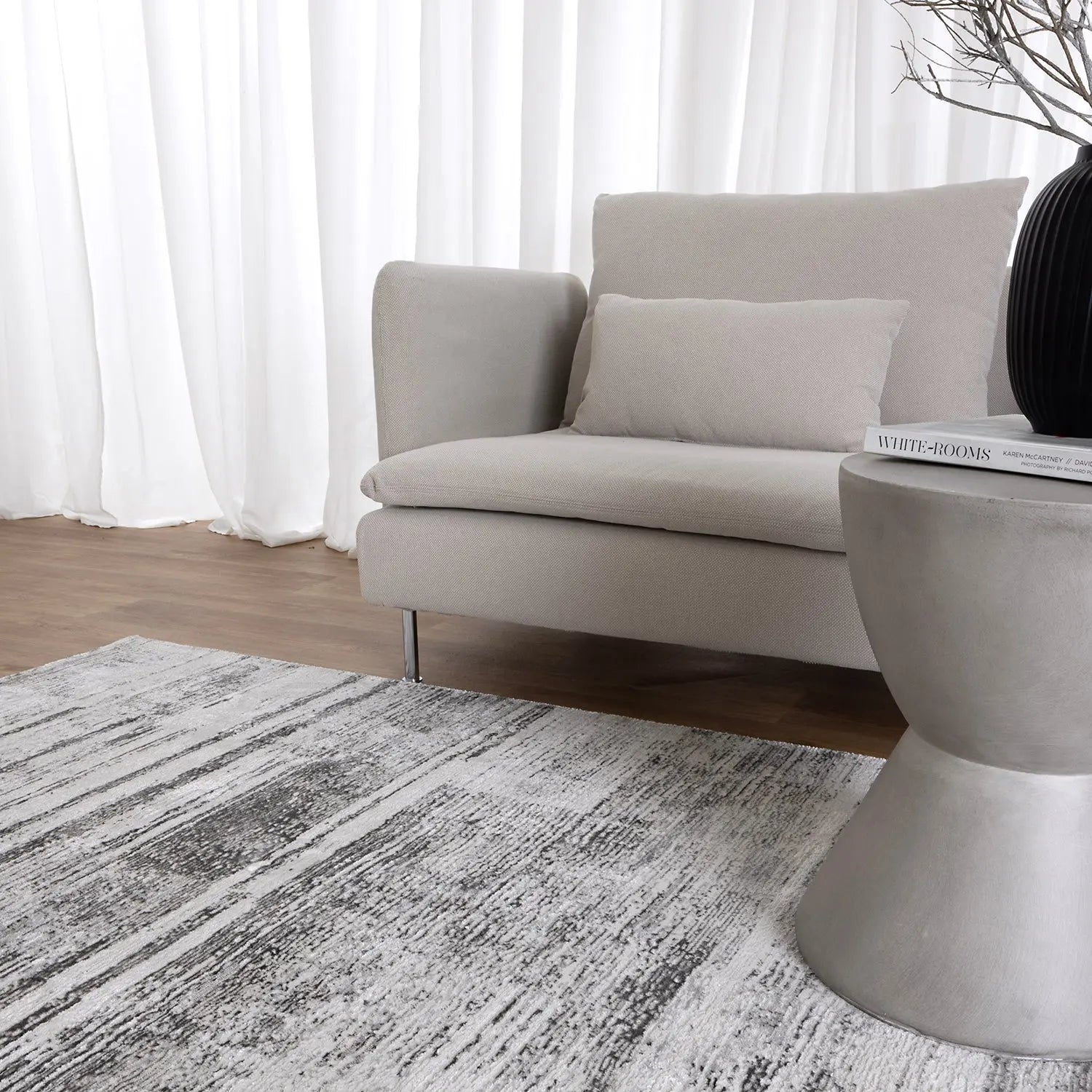 Calvin Klein Grey Black Floor Rug DecoRug