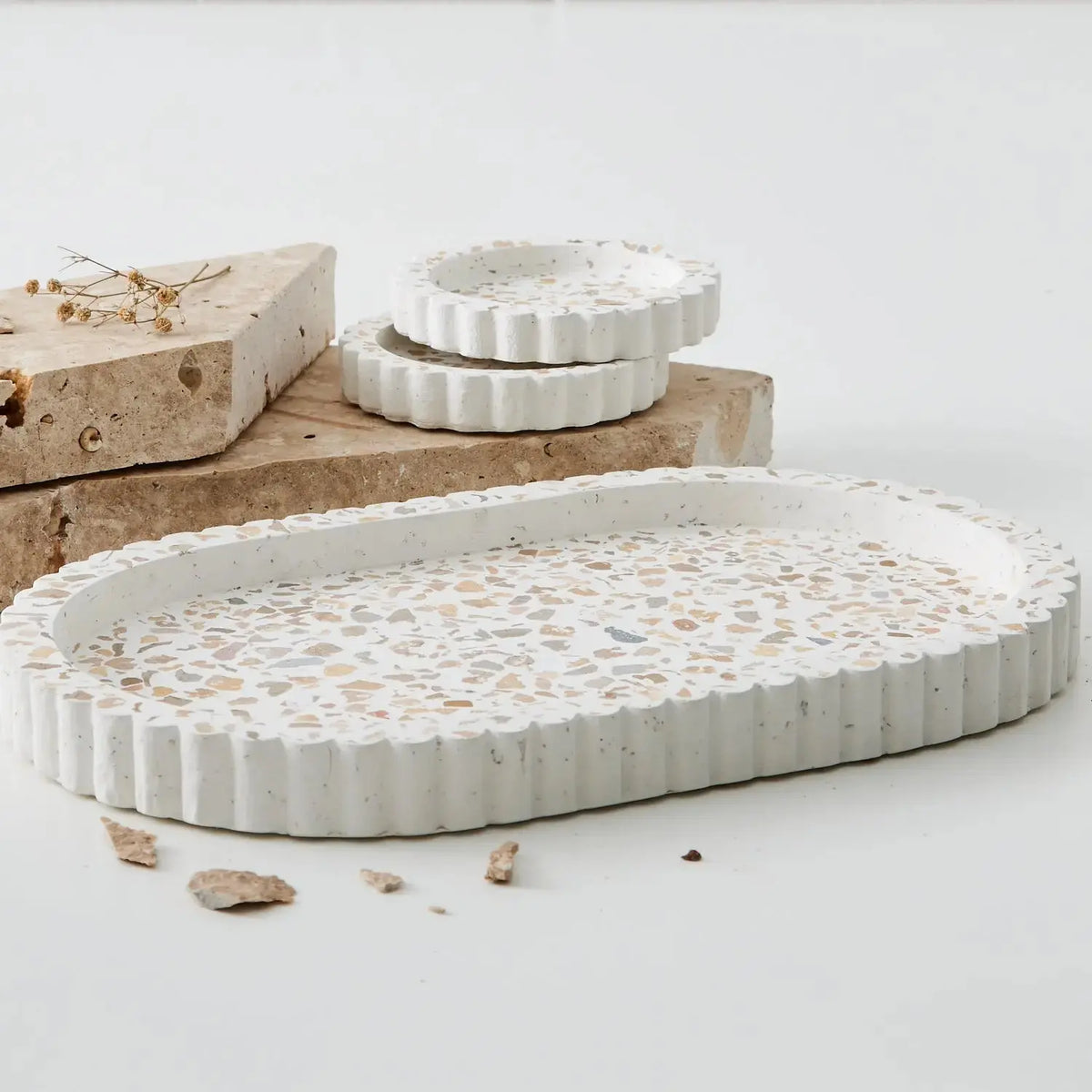 Ceramic Ribbed Tray Natural COAST