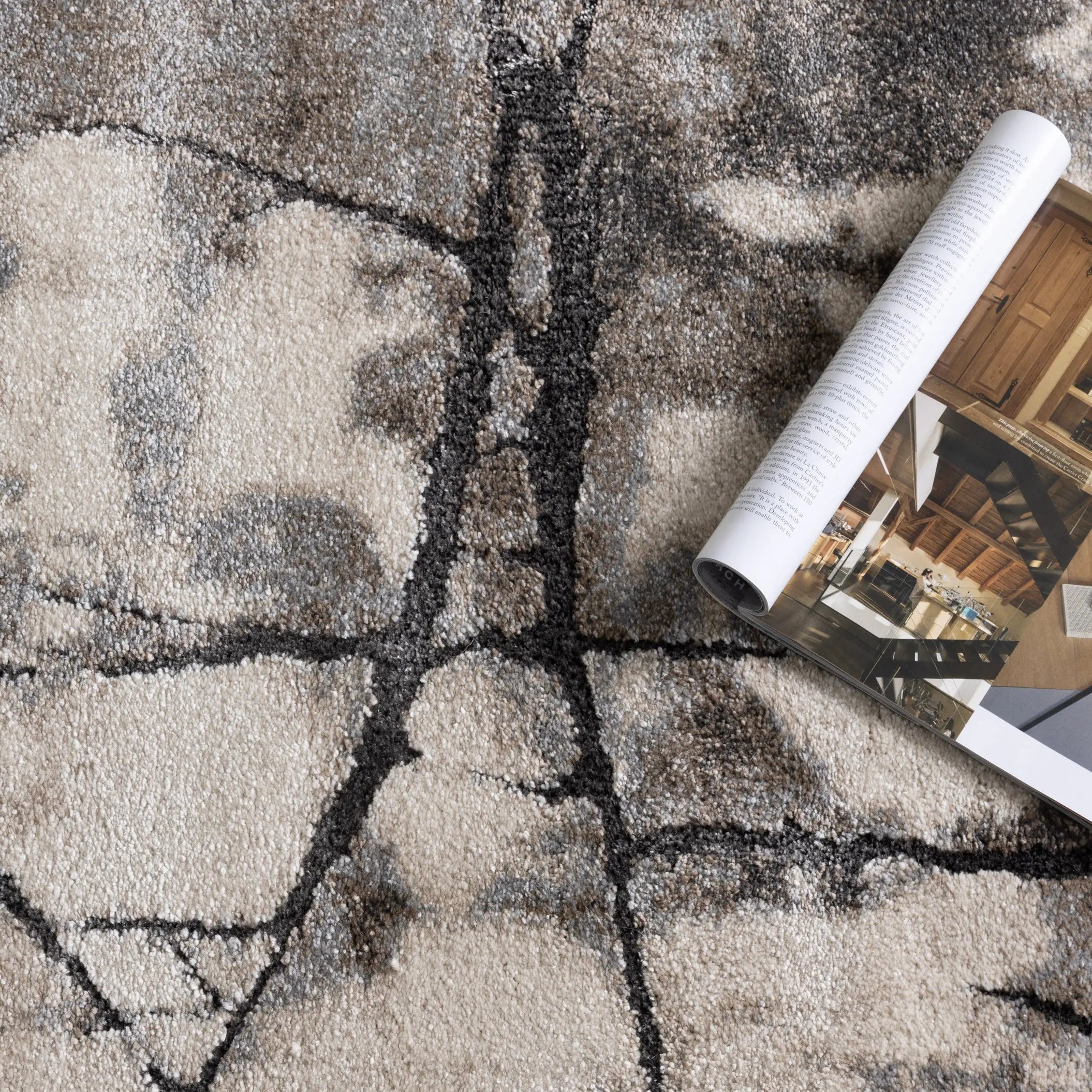 Crete Abstract Beige Rug BRAVEN