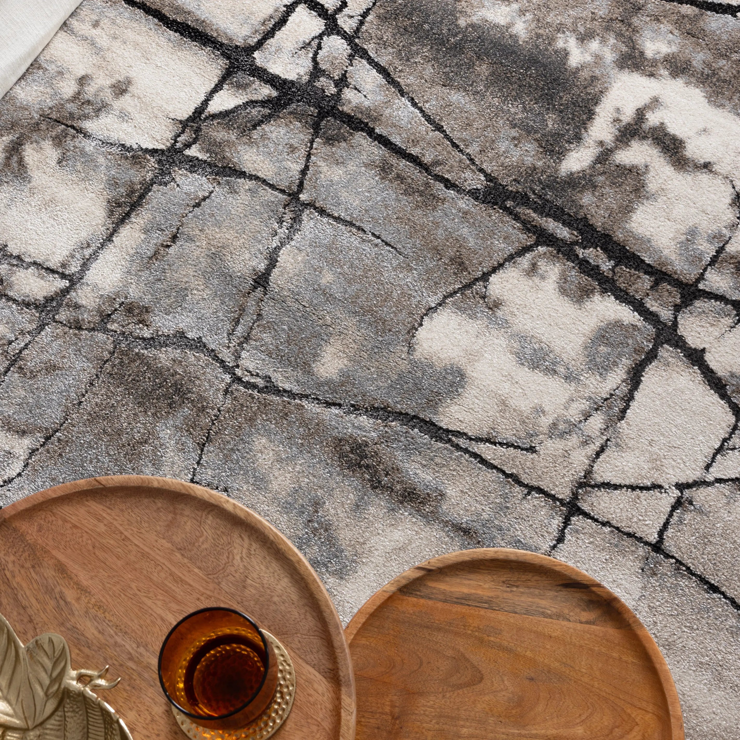 Crete Abstract Beige Rug BRAVEN