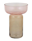 Glass Footed Vase Pink and Amber COAST