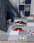 Happy Feet Pirate Party Grey Kids Rug
