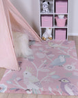 Happy Feet Bright Birds Pink Kids Rug