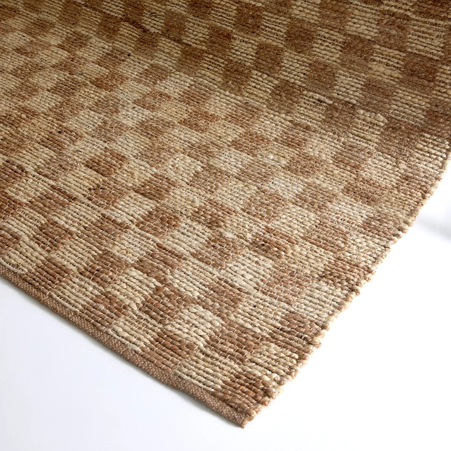 Hyams Check Jute Floor Rug Natural DREAMHOME