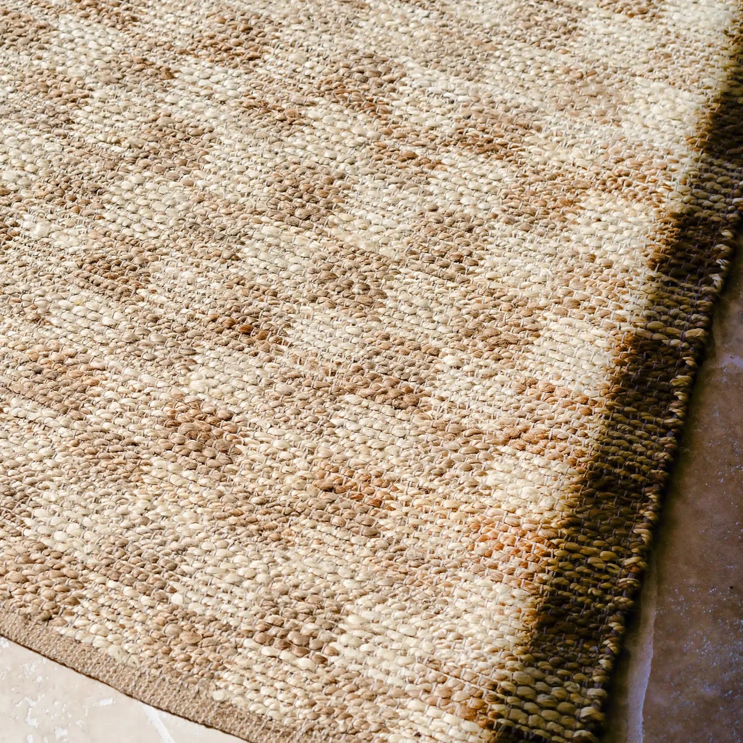 Hyams Check Jute Floor Rug Natural DREAMHOME