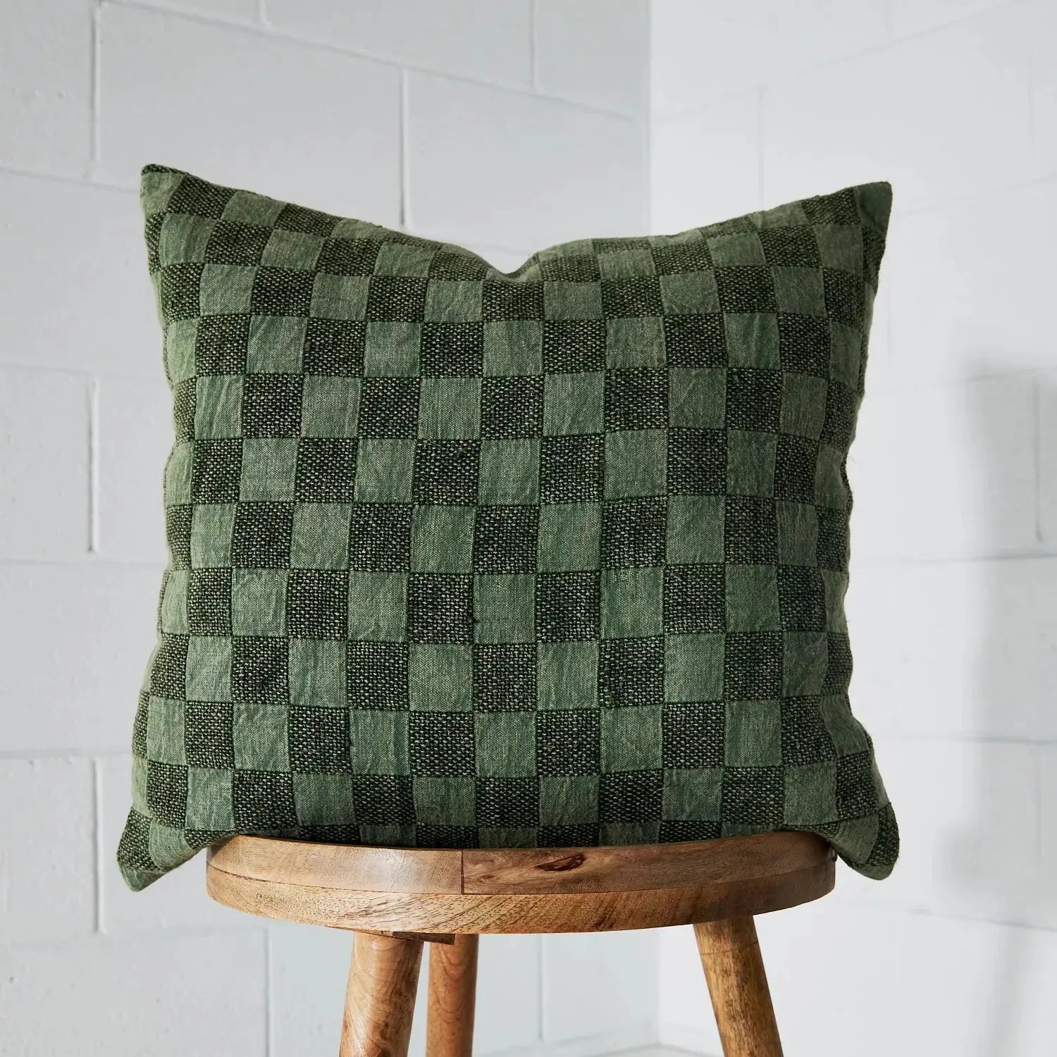 Isaac Grid Check Cushion Green CELADON