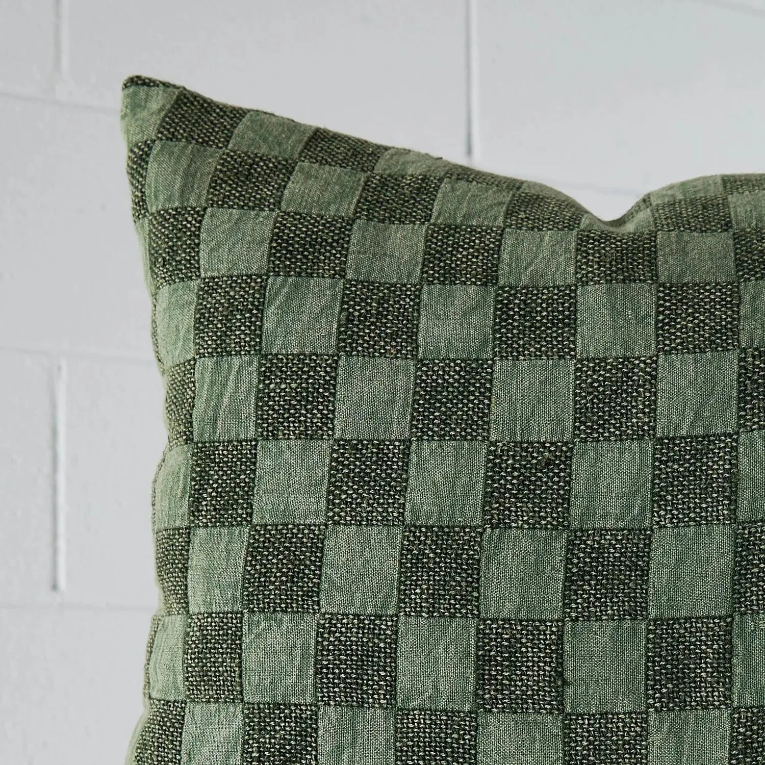 Isaac Grid Check Cushion Green CELADON