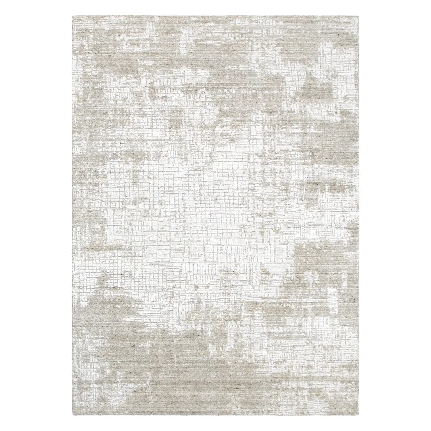 Karus Handmade Silver Cream Knotted Designer Rug - Decorug