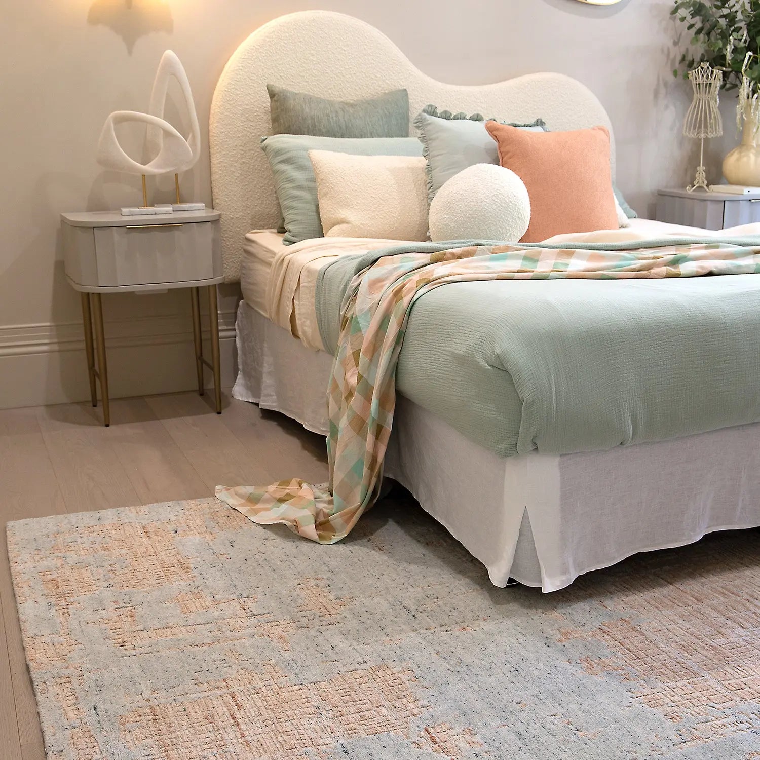 Karus Turquoise Rust Knotted Designer Rug DecoRug