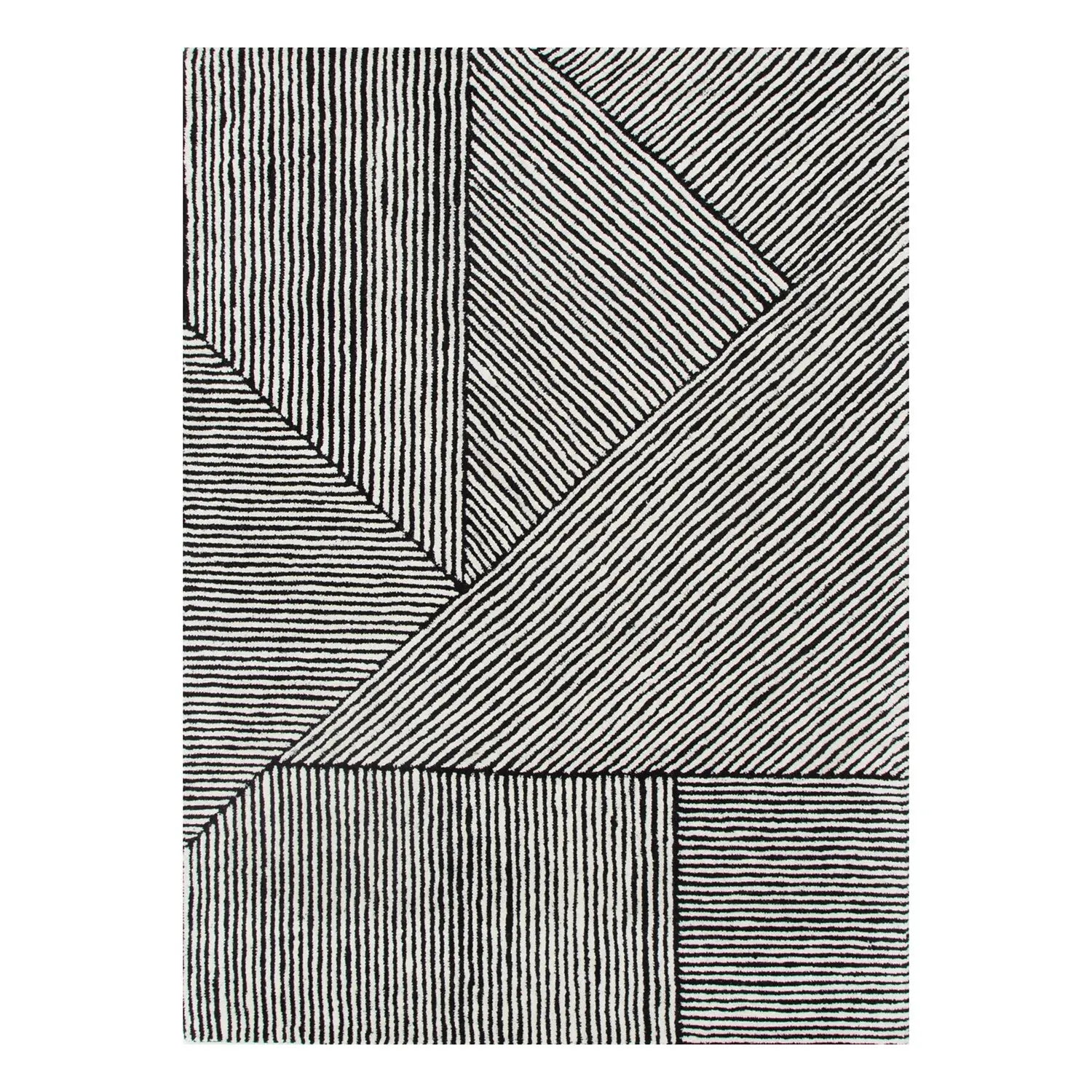 Keira Black White Wool Rug MAARIA