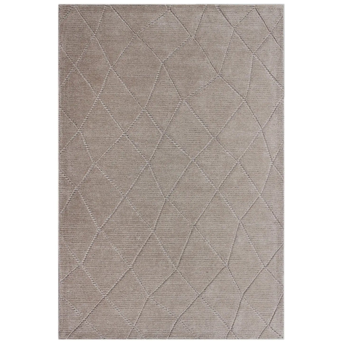 Lacey Abstract Diamond Beige Wool Rug DecoRug