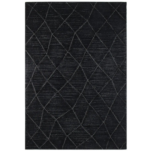 Lacey Abstract Diamond Charcoal Wool Rug DecoRug