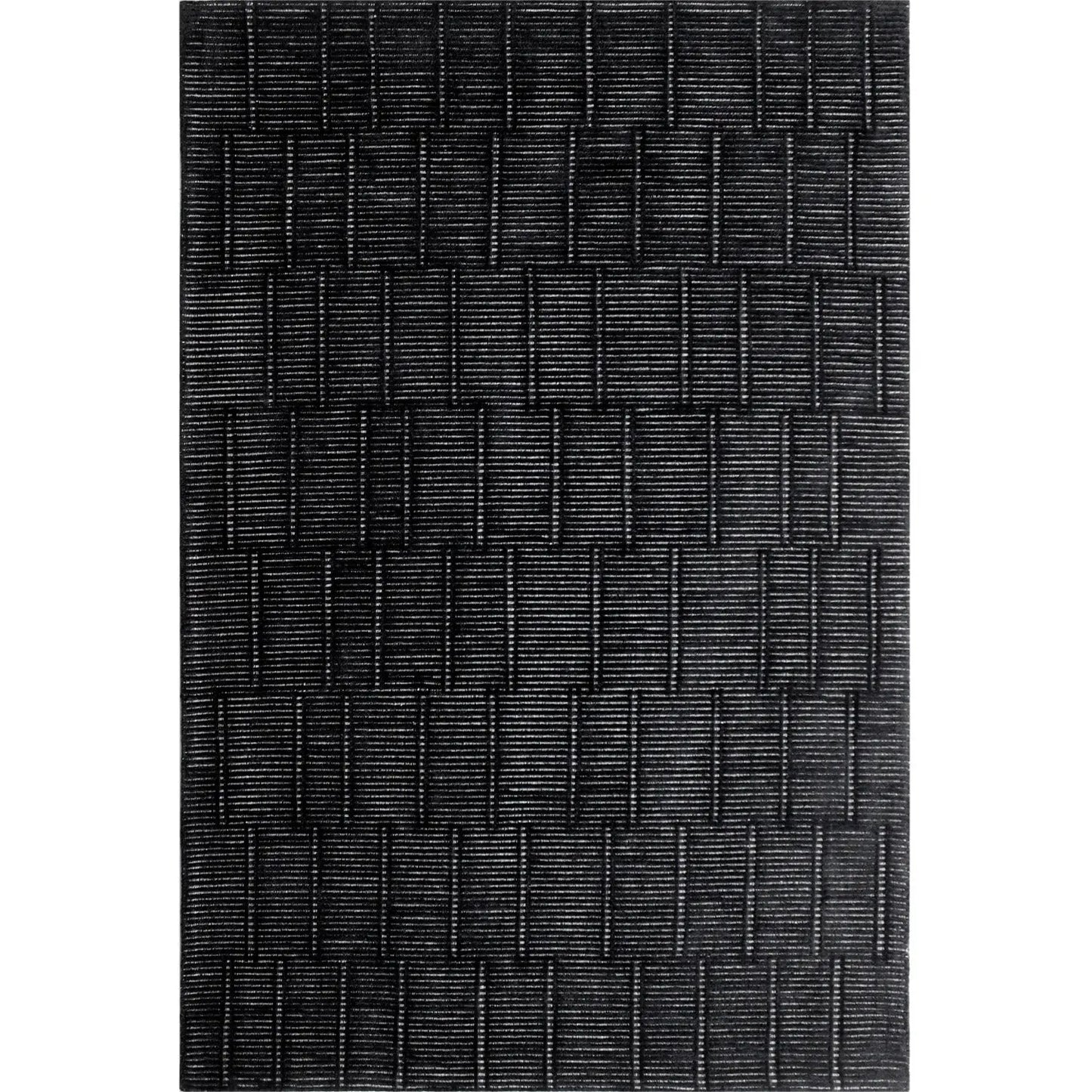 Lacey Abstract Stripe Charcoal Wool Rug DecoRug