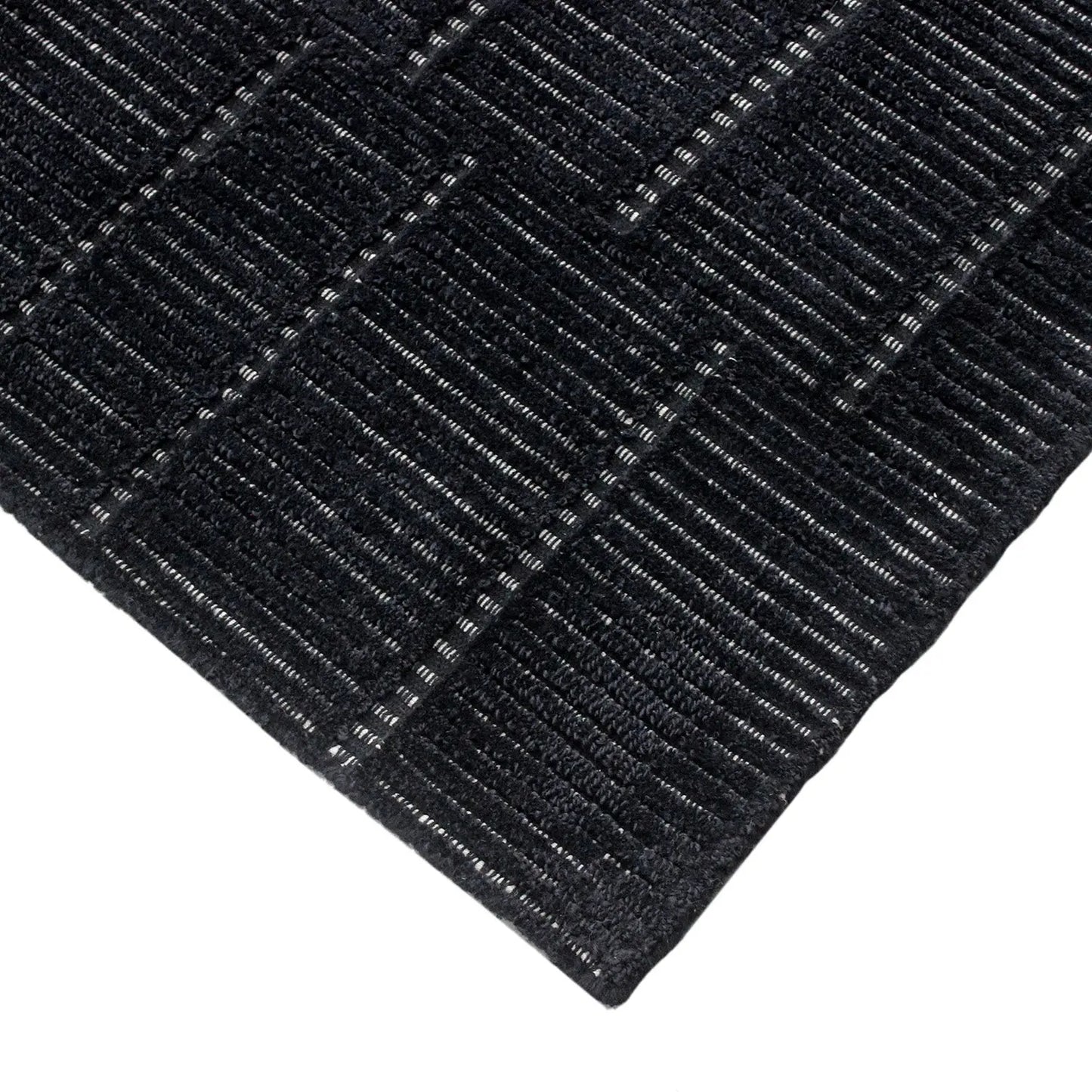 Lacey Abstract Stripe Charcoal Wool Rug DecoRug