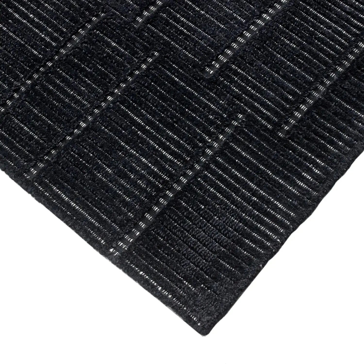 Lacey Abstract Stripe Charcoal Wool Rug empty1