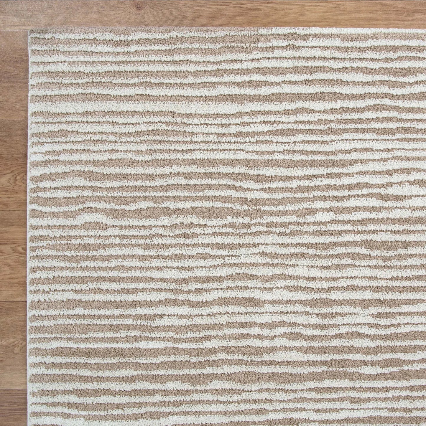 Lavendi Waves Cream Beige Wool Rug DecoRug