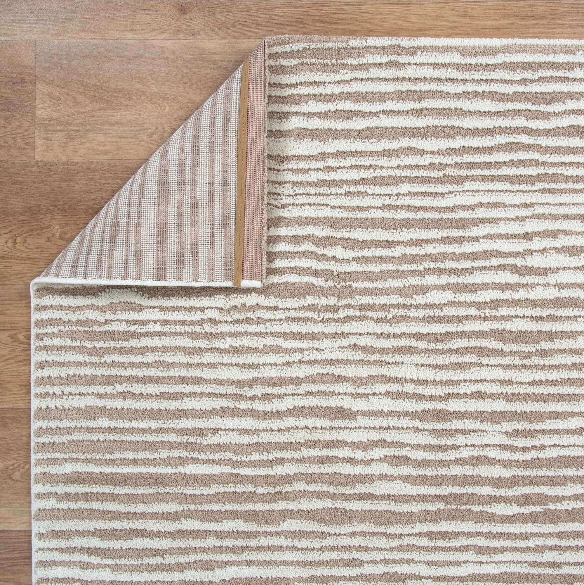 Lavendi Waves Cream Beige Wool Rug DecoRug