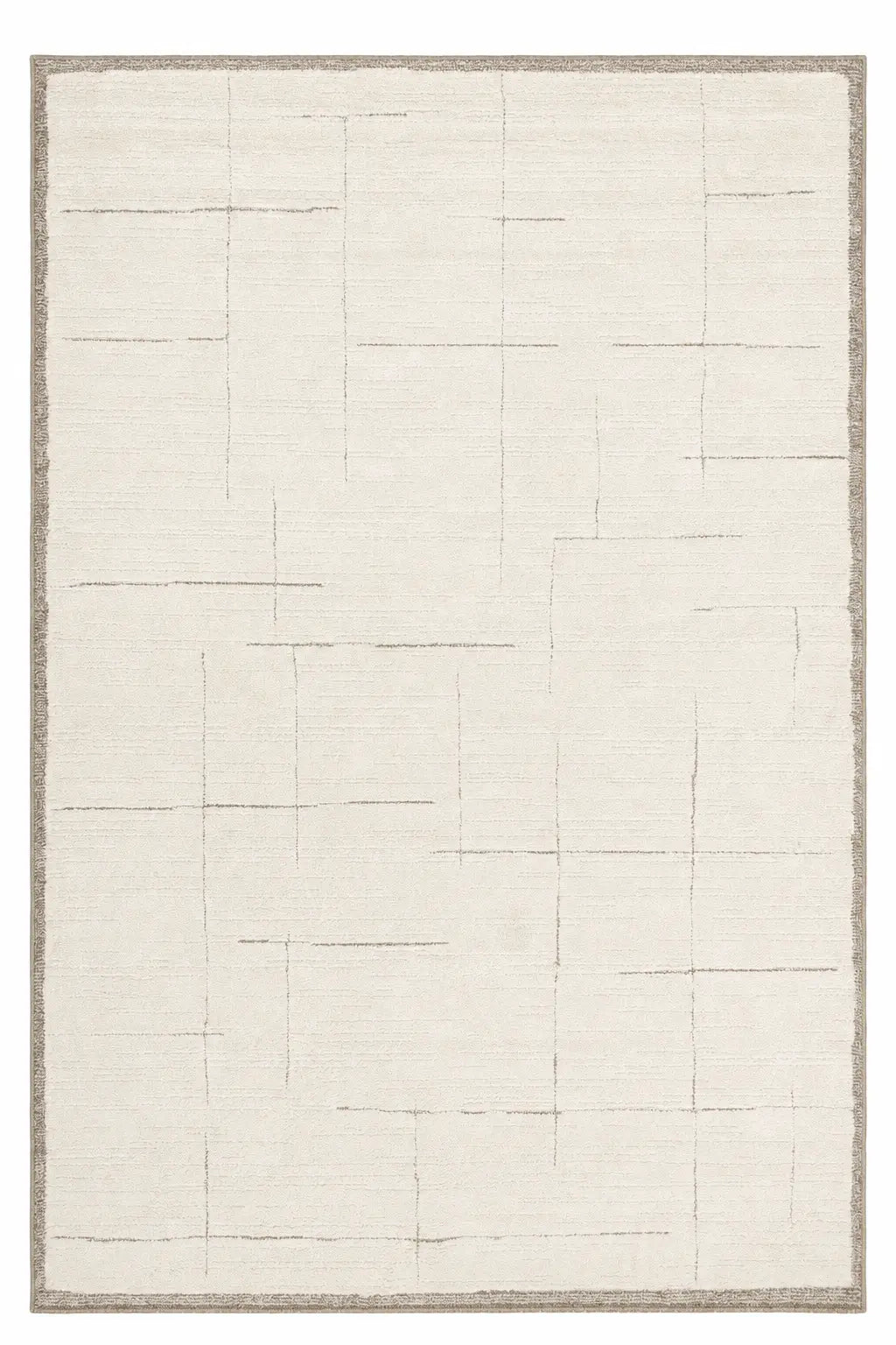 Leo Grid Cream Textured Rug DecoRug