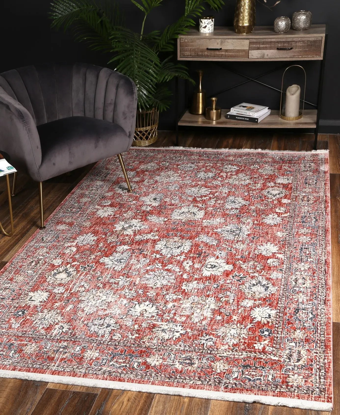 Malte Red Transitional Rug DecoRug