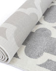 Piccolo Light Grey and White Lattice Pattern Kids Rug - 2051 896