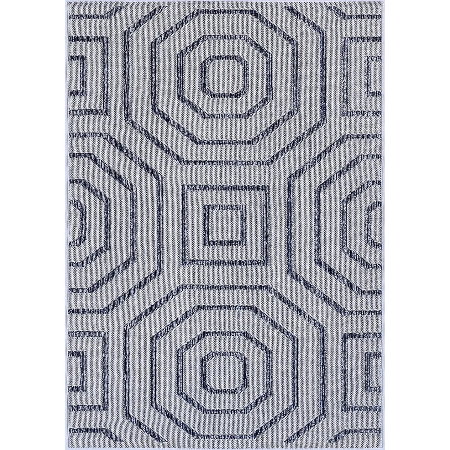 Port Villa Hale Blue Grey Geometric Flatweave Rug BRAVEN