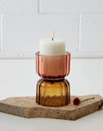 Ribbed Glass Candleholder Pink COAST