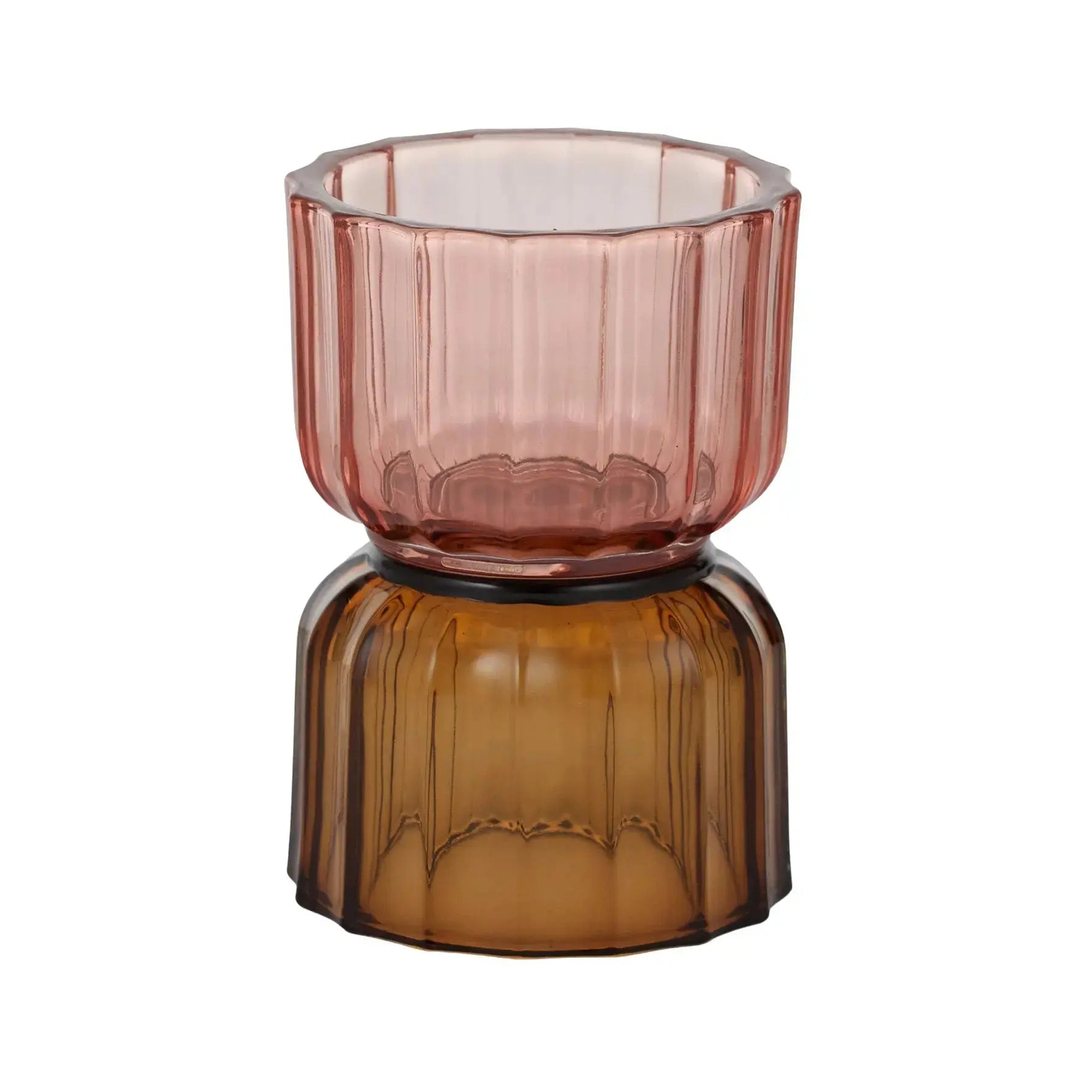 Ribbed Glass Candleholder Pink COAST