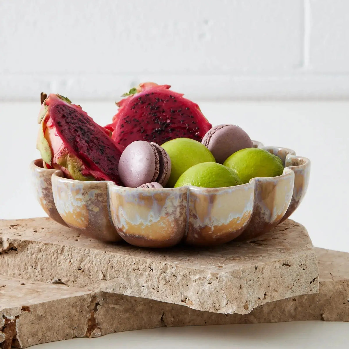 Scalloped Glazed Ceramic Bowl Natural COAST