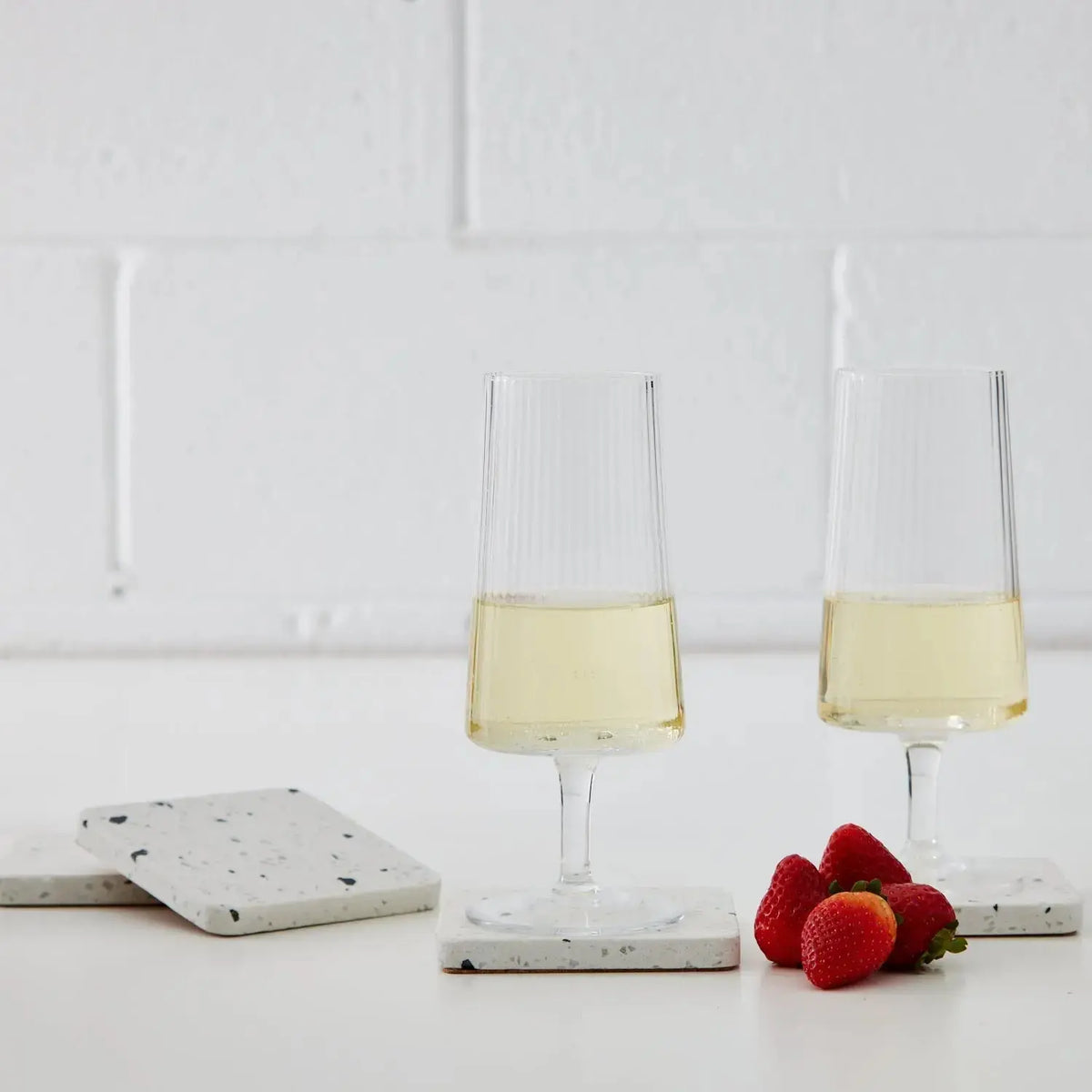 Set of 4 Terrazzo Coasters White COAST