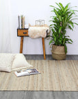 Taj Blue Natural Basket Weave Jute Rug