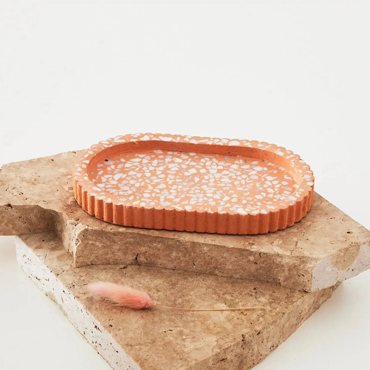 Terrazzo Scalloped Tray Tan COAST