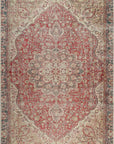 Vintage Crown Albert Red & Gold Distressed Vintage Rug -(2869-00)