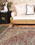 Vintage Crown Albert Red & Gold Distressed Vintage Rug -(2869-00)