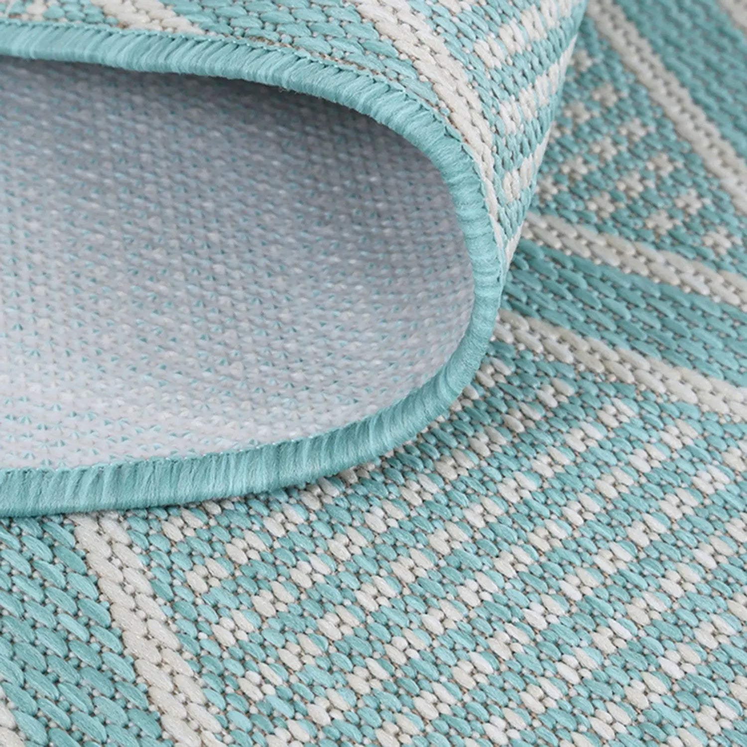 Elements Herringbone Turquoise Diamond Non-Slip Rug DecoRug