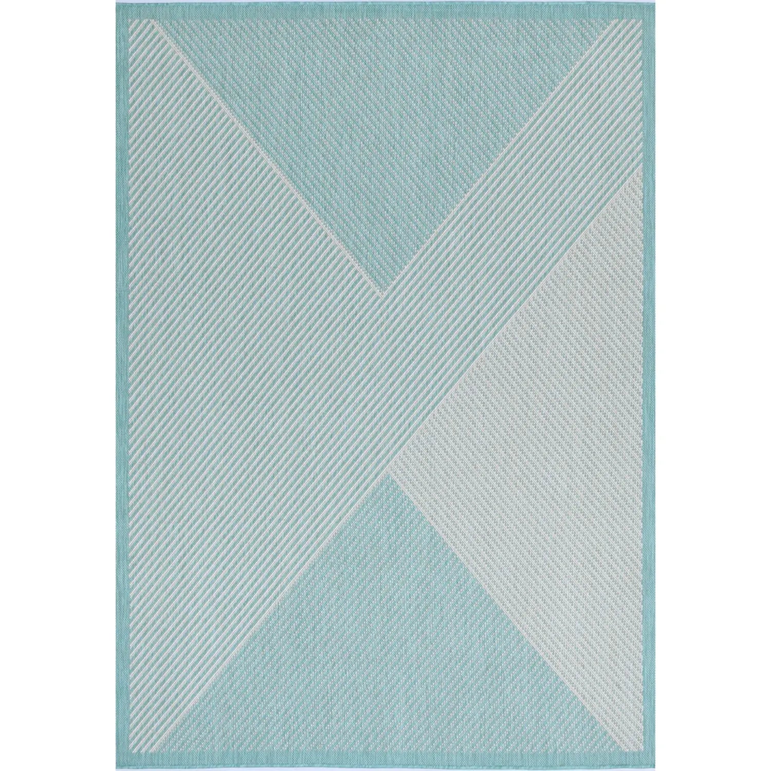 Elements Herringbone Turquoise Shade Non-Slip Rug DecoRug