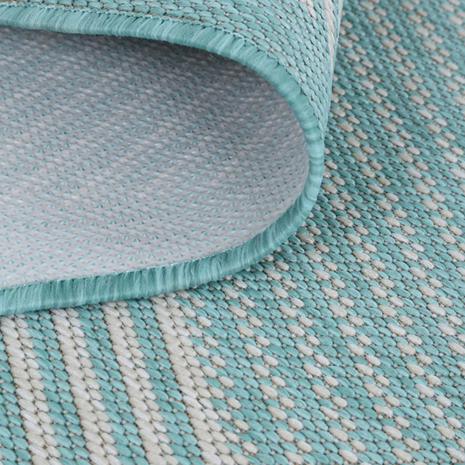 Elements Herringbone Turquoise Shade Non-Slip Rug DecoRug