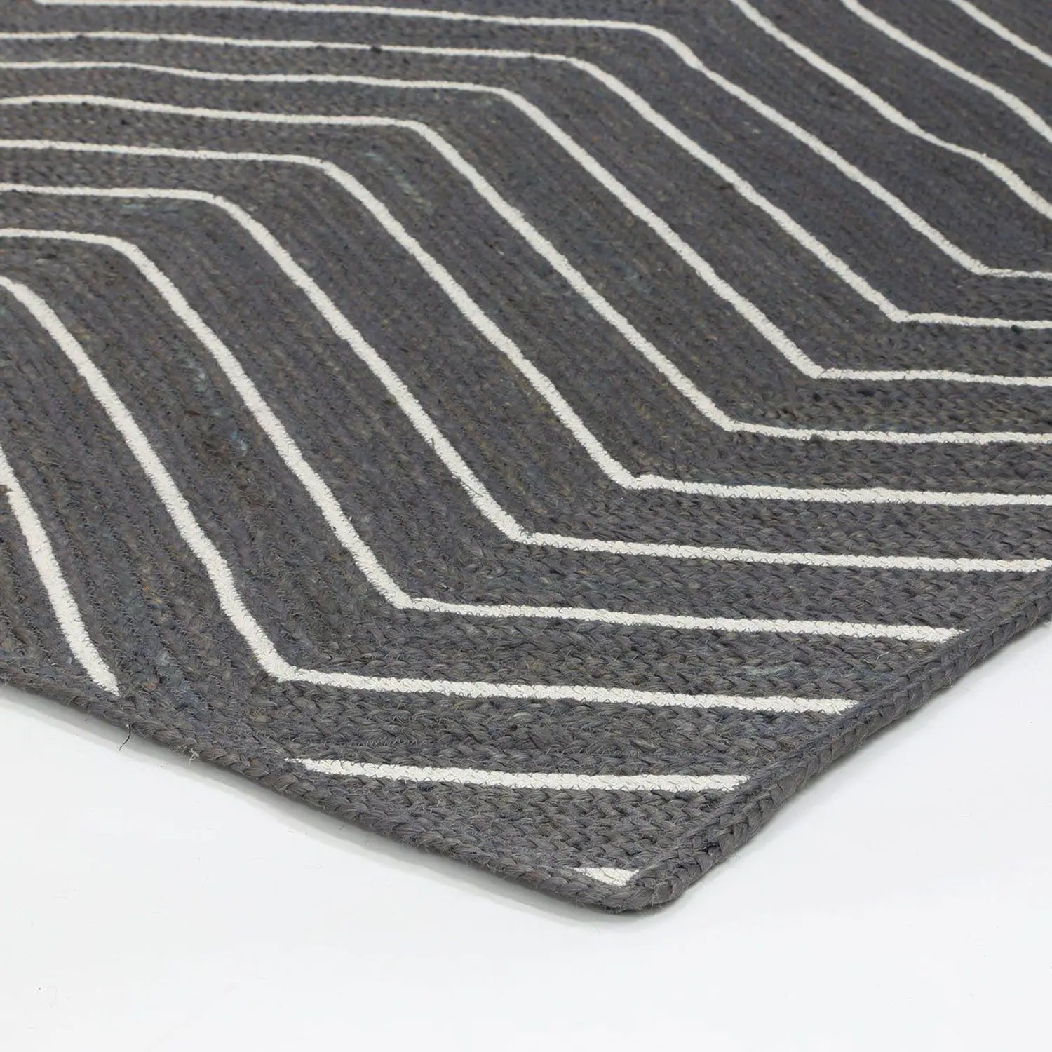 Jaipur Chevron Jute Rug Grey decorugonline