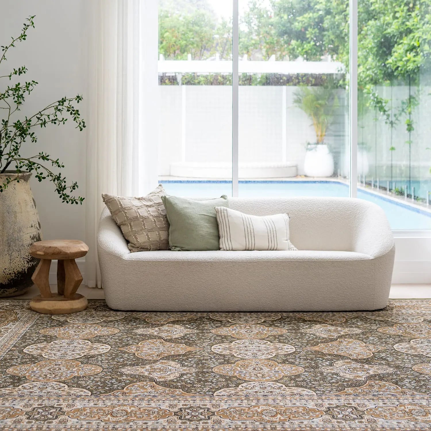 Suzani Sage Green Persian Rug Decorug