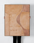 3D Textural Abstract Framed Canvas Wall Art Taupe KAILE