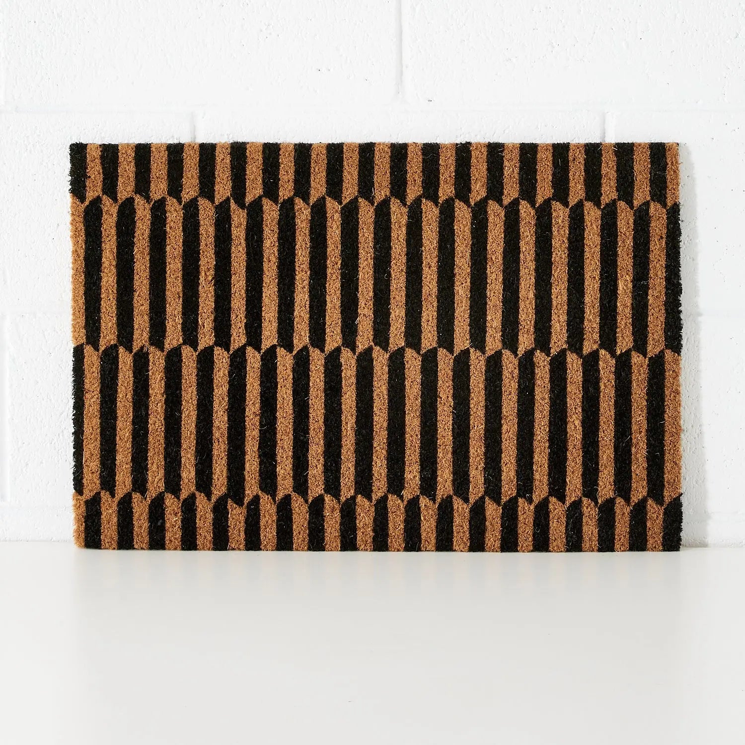 Abstract Black & Natural Coir Door Mat DecoRug