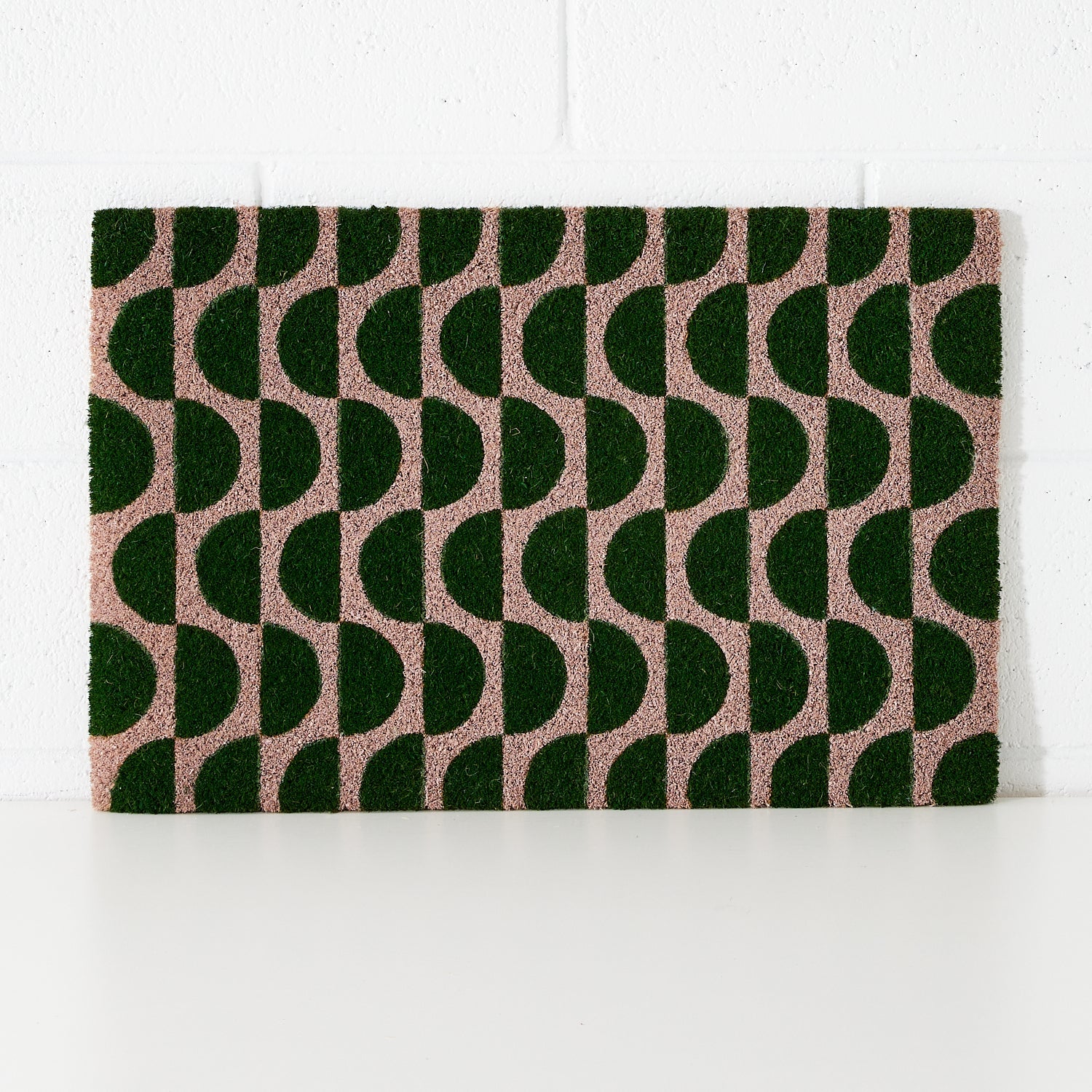 Abstract Green Coir Door Mat DecoRug