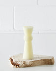 Abstract Ribbed Pillar Candle Small White KAILE