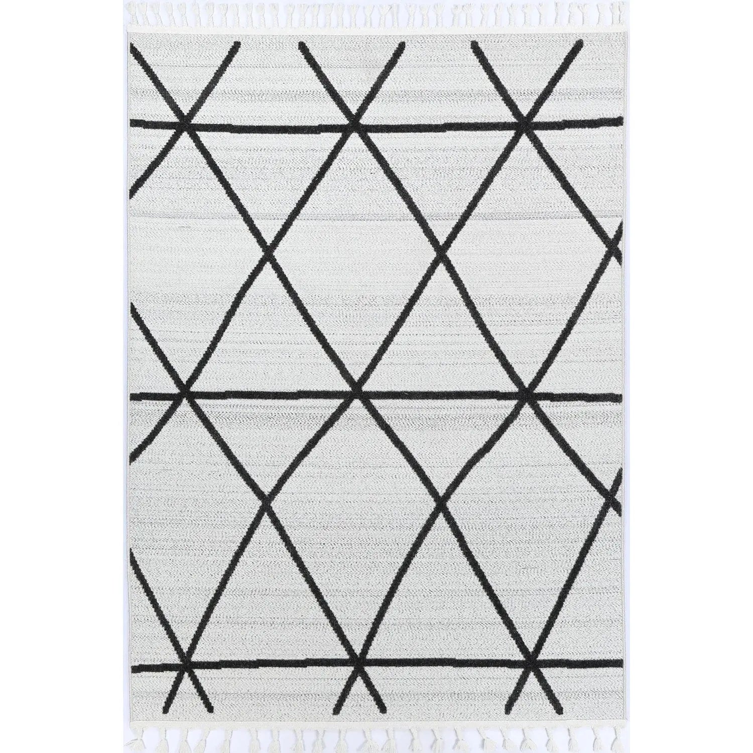 Aegean Cream Anthrasite Diamond Rug BRAVEN