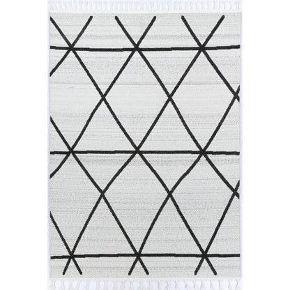 Aegean Cream Anthrasite Diamond Rug BRAVEN