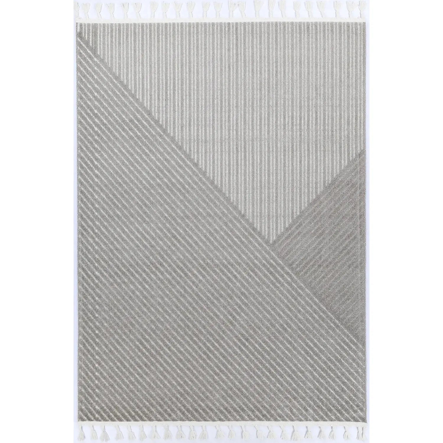 Aegean Cream Grey Geometric Striped Rug BRAVEN